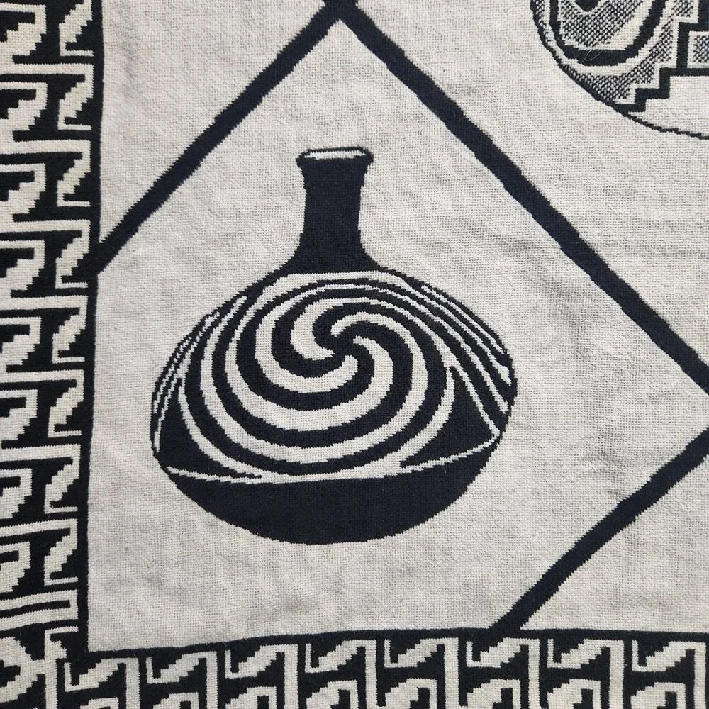 Vintage Southwest Native Aztec Pottery Pots Blanket Tapestry 74” X 50”